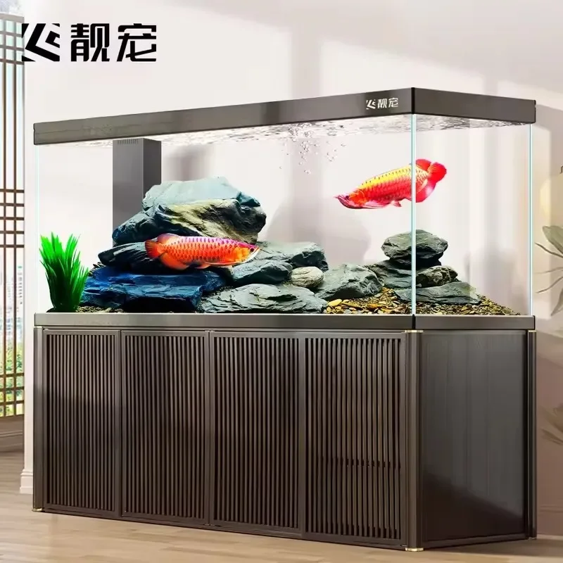 CCC  Chinese dragon fish tank company living room ultra-white glass professional grade bottom filter large aquarium