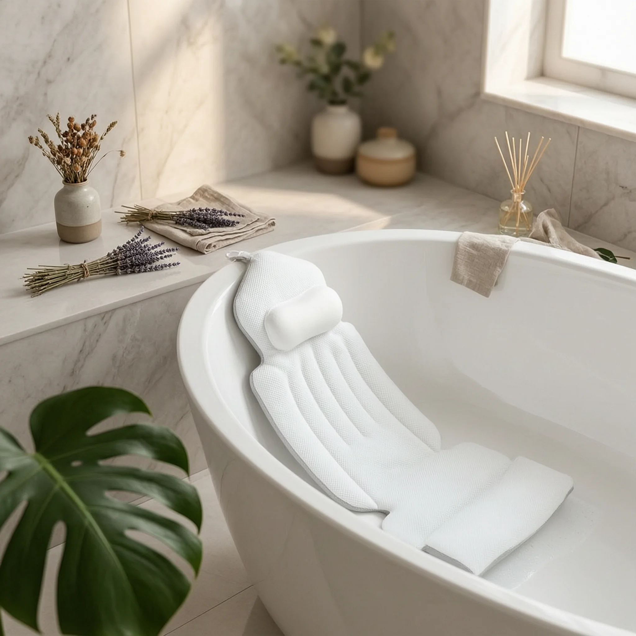 Bathtub Reclining Cushion Padded Full Body Bath Pillow Spa Bath Pillow Mesh Bathroom Accessory Textured