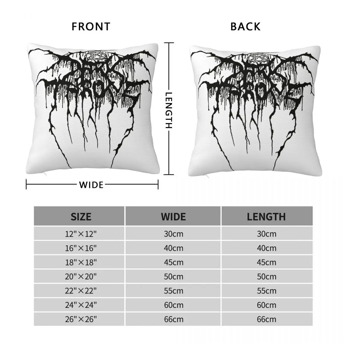 Darkthrone ปลอกหมอนสี่เหลี่ยมสไตล์นอร์เวย์แท้สำหรับโซฟาหมอนอิง