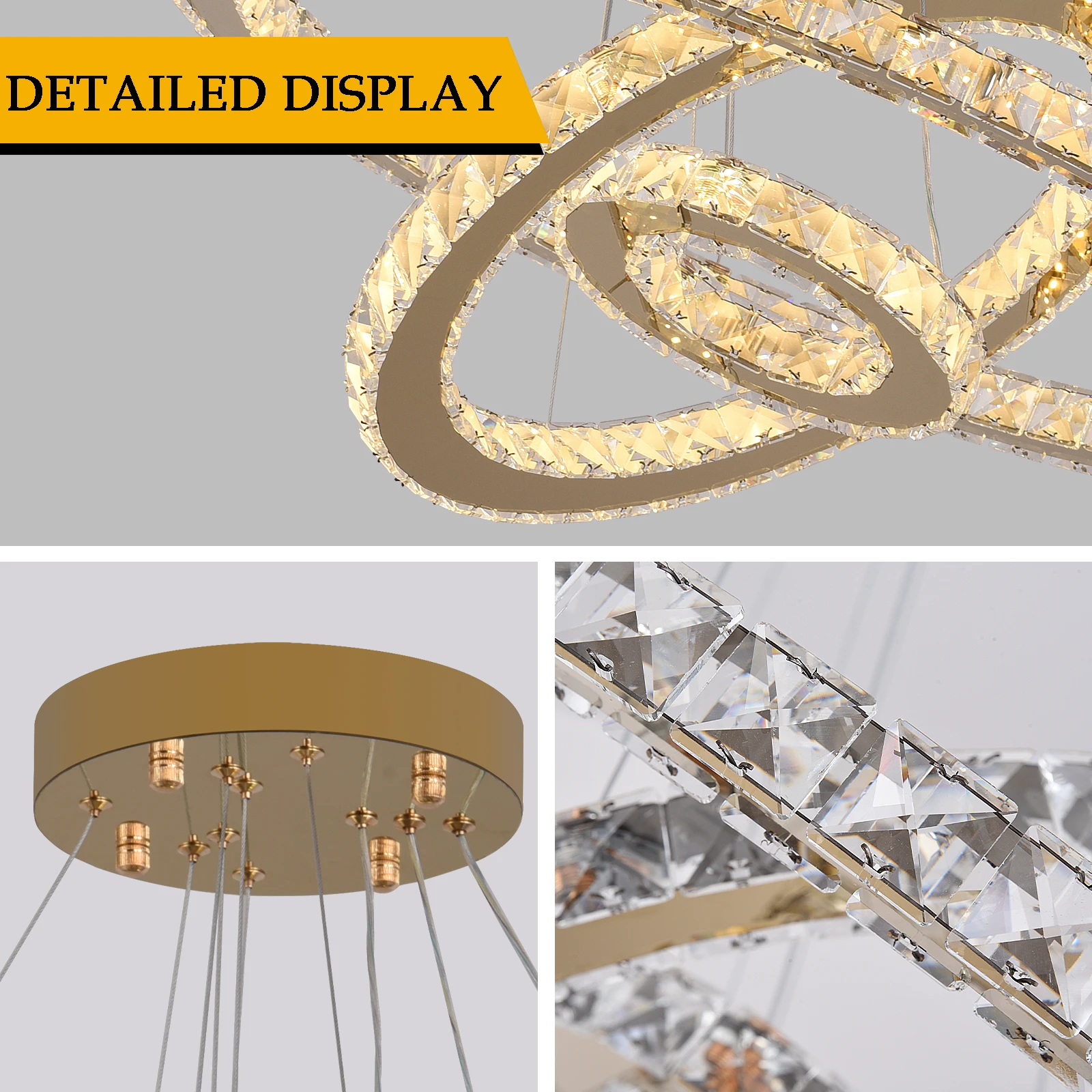 Crystal Luxury Pendant Lights for Living Room Remote Control Chandelier Lamp Bedroom Dining Room Smart Hanging Lighting Fixtures