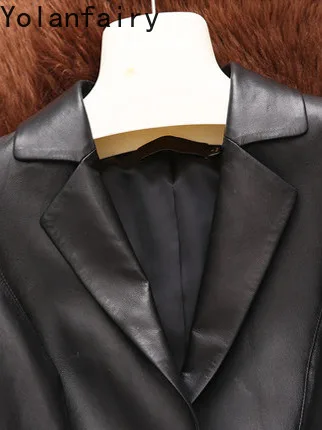YOLANFAIRY Real Sheepskin Leather Jackets for Woman Slim-fit Suit Coat Genuine Leather Jacket Women's Clothing Casaco Feminino