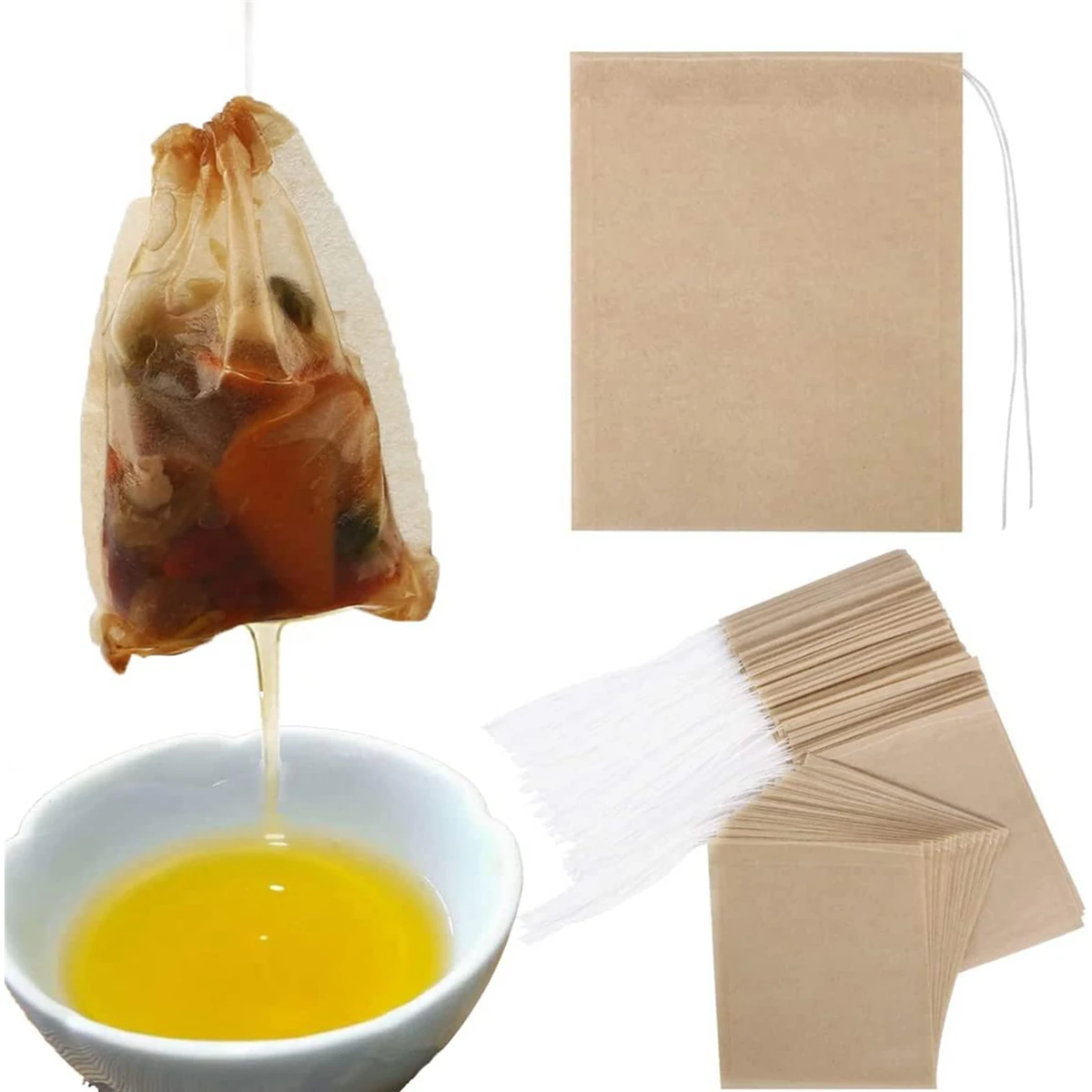 Disposable Unbleached Tea Filter Bags for Loose Tea Biodegradable Tea Bags Empty Wood Pulp Filter Paper Organic Tea Infuser Bag