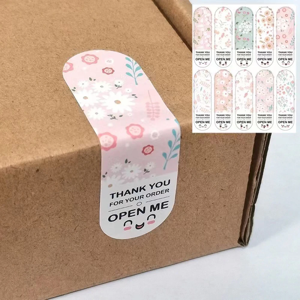 100Pcs/Pack Floral Pattern Thank You For Your Order Sticker Package Sealing Labels Gift Decoration Sticker For Small Business