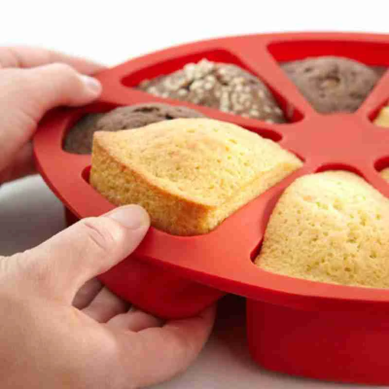 Silicone Bakeware Baking Food Round 8 Points Scone Cake Baking Pan Non-stick Pudding Household Used In Microwave