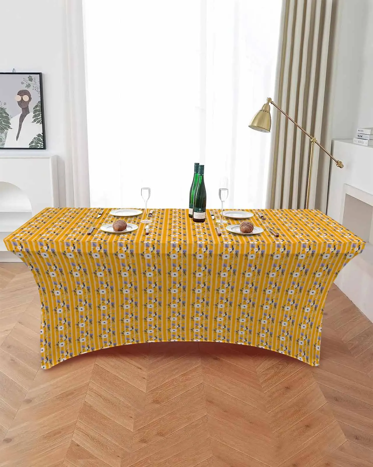 Flowers Foliage Lines Table Skirt Wedding Decoration Home Birthday Party Table Skirt Dessert Table Cover Home Decor