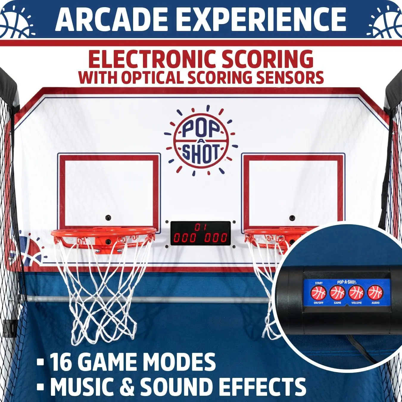 Home Dual Shot Arcade Basketbal Plezier thuis Infraroodsensor Scoren 16 spelmodi 7 ballen Opvouwbare opslag voor alle spelers