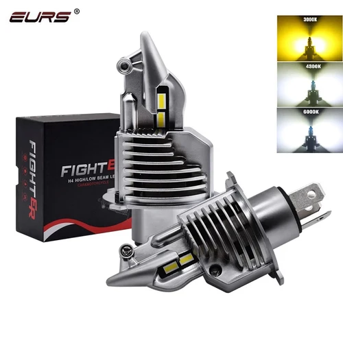 Bombillas de faros LED H4 9003 HB2, 12V, 24V, 80W, 16000LM, lámparas de diodo LED H4 4300K para coches, haz alto sumergido 6000K 8000K