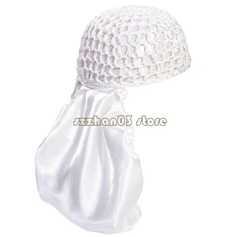 367C Reversible Bonnet Satined Bonnet Hat Hair Wrap Reversible Mesh Skull Hat For Long Curly Braided Hair Sleep Headpiece