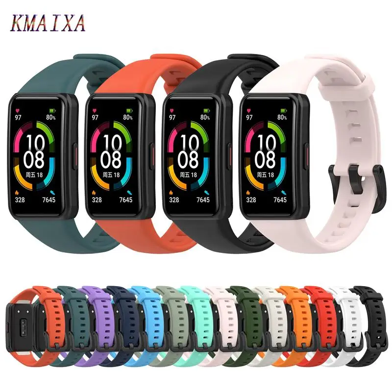 Silikonarmband für Huawei Band 6/6 Pro, mit TPU-Vollbildschutz, Ersatz-Correa-Armband, Honor Band 6-Armband
