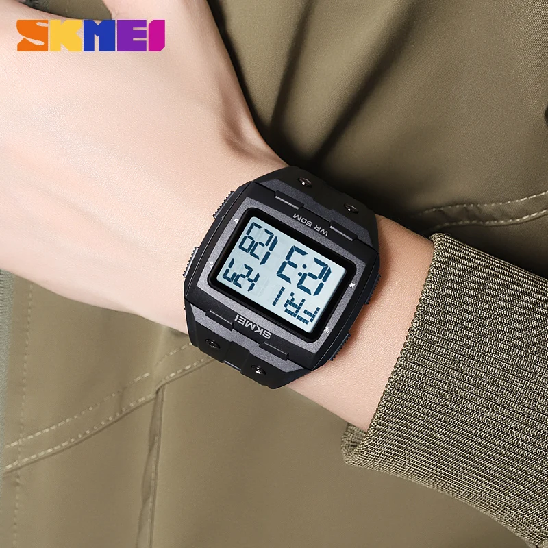 SKMEI Fashion 50M Waterproof Back Light Stopwatch Digital Wristwatch Multifunctional Countdown Sport Watches Mens Alarm Clock