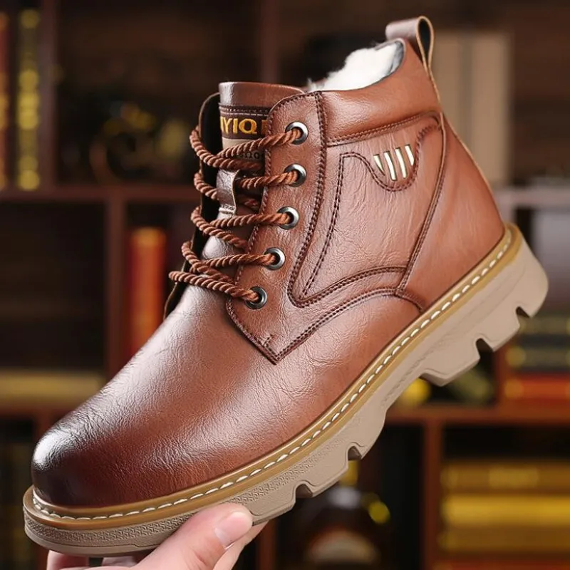 2023 Genuine Leather Snow Boots Wear-resistant Sole Man Boots Warm and Comfortable Winter Walking Warm Men Casual Boots