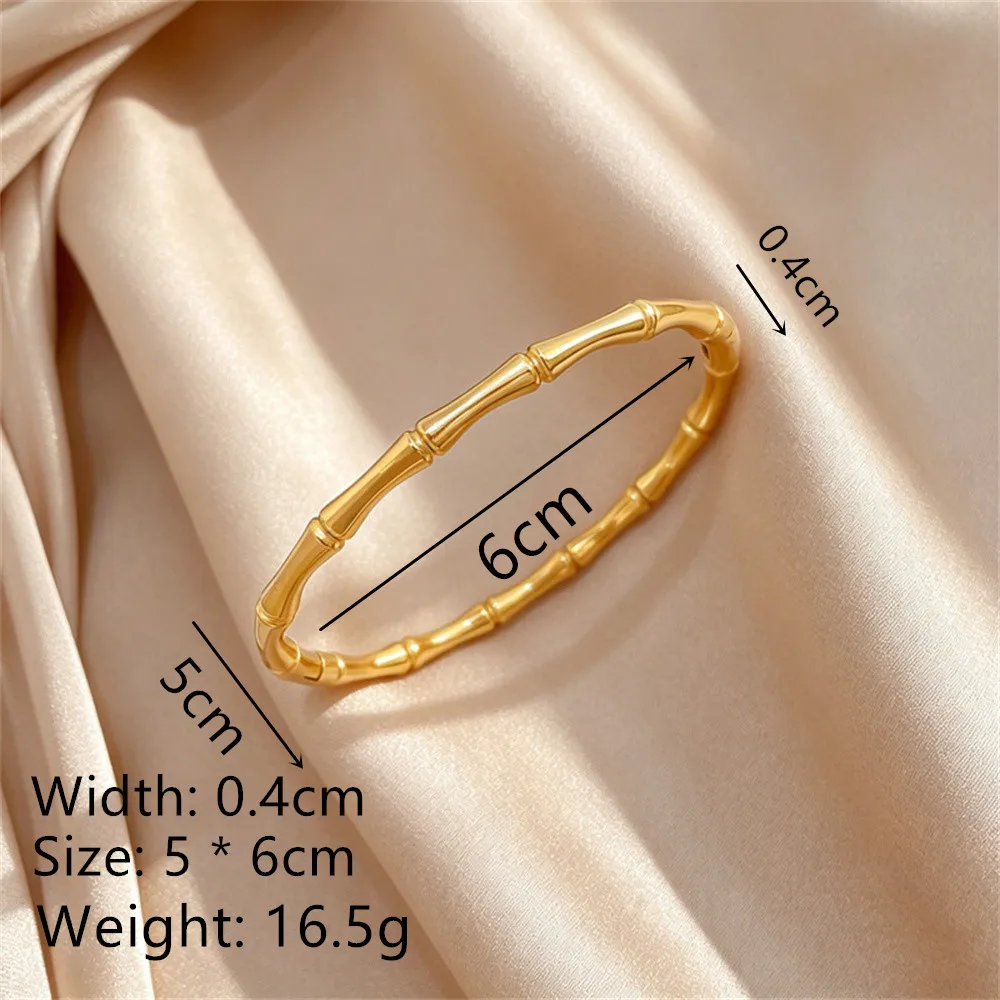 Edelstahl-Armband mit minimalistischem Bambusknoten und glatter Oberfläche für Frauen mit einem hochwertigen Eindruck, vielseitiges Geschenk für den täglichen Gebrauch. – Detail 3