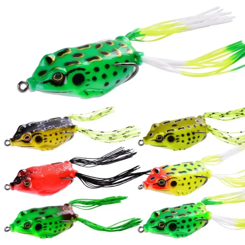 Lifelike Soft Small Jump Frog Engaging Bait, Silicone Crankbaits, Double Hooks, Crap Fishing Gear, 15 Colors, 5 cm, 8g, 1 Pc