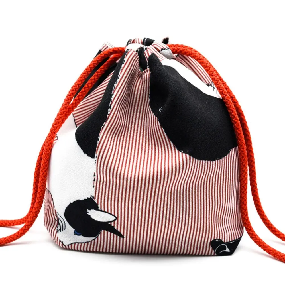 Canvas Bag Printing Drawstring Bag Japanese Style Coin Purse Cloth Sundries Storage Bag Small Pouch Festive Sugar Bag Bucket Bag