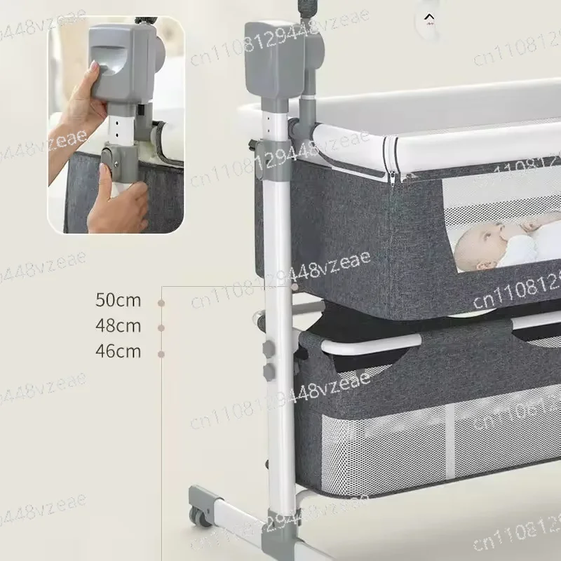 5 Swing Modes Babies Bed, Height Adjustable Bedside Travel Crib Newborn Electric Bassinet Cradle Rocking Chair, 3 Timer