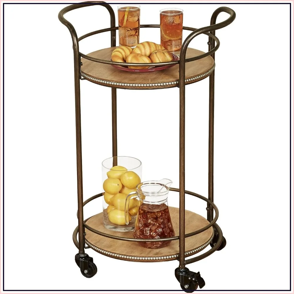 Touch of Class Santo Bronze Rolling Serving Cart with Locking Caster Wheels