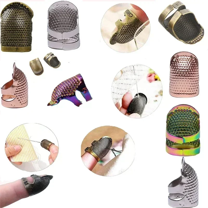 

1/2pcs Copper Thimble Sewing Retro Finger Protector Anti Slip Ring for Protect Fingers During Sewing Pins Supplies Sewing Kit