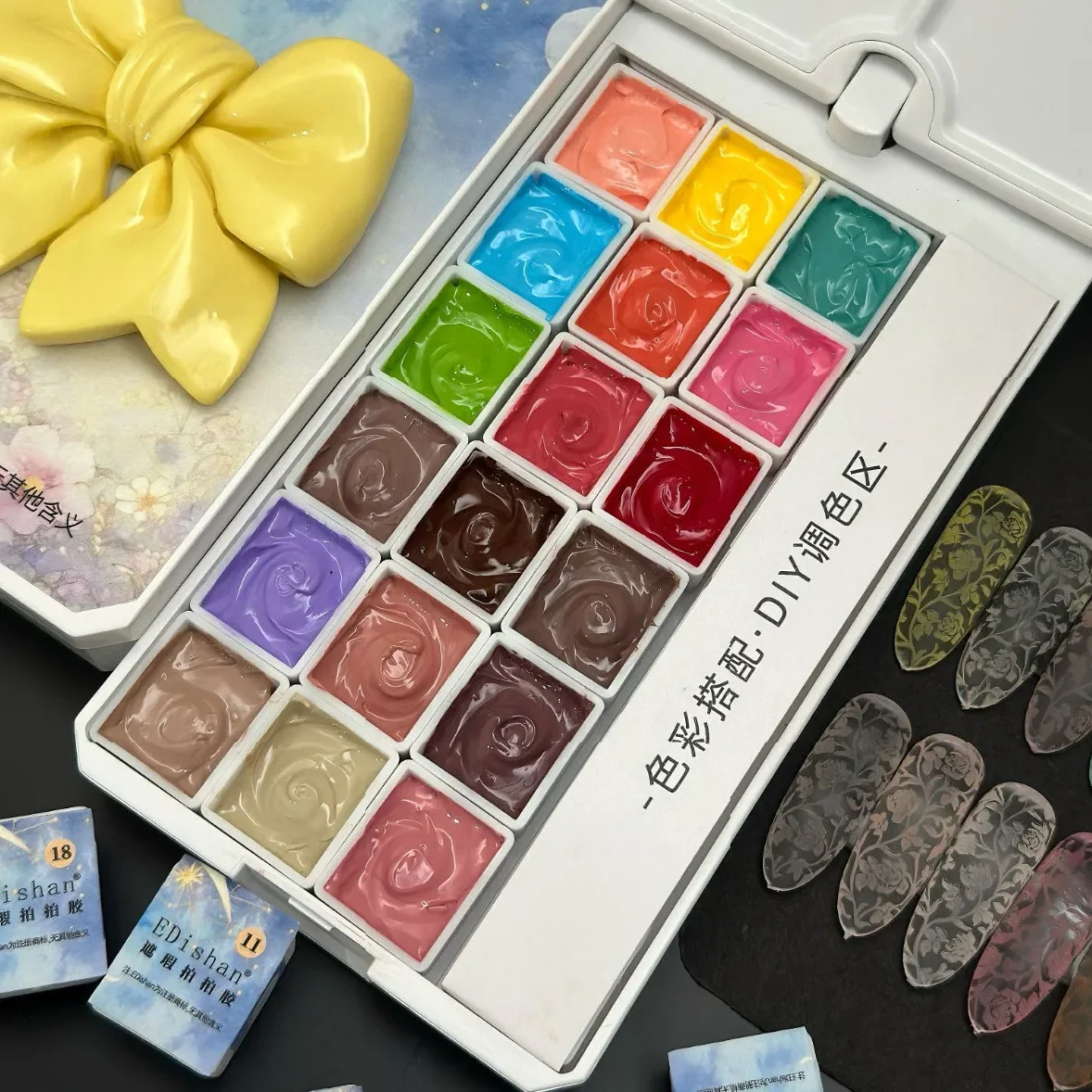 

18 Colorsx1.5g Pat Painting Gel Nail 4 in 1Semi Permanent Soak Off UV LED No Wipe Gradient Transfer Pattern Stamping Nail Art