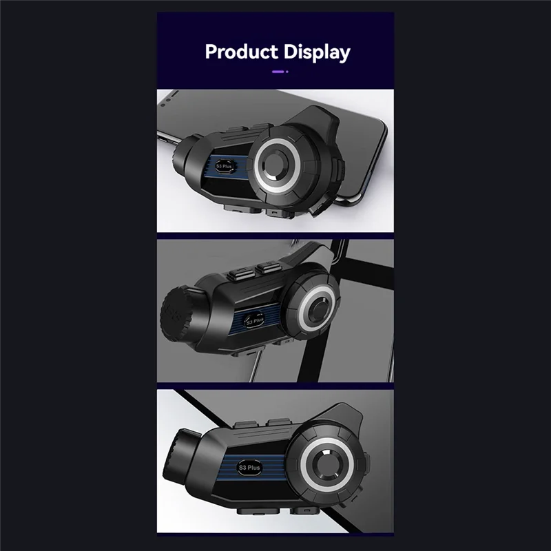 【NEW】S3 Plus Motorcycle Helmet Bluetooth Intercom Headset 2K Video Recorder DVR Dash Cam Supports 6 People