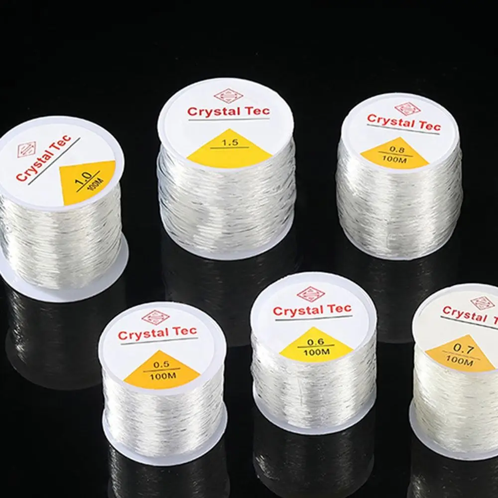 0.4-2mm Elastic Crystal Cord 100m Crystal Clear Transparent Beading Thread Elastic Stretch Transparent Stretch Bead Cord