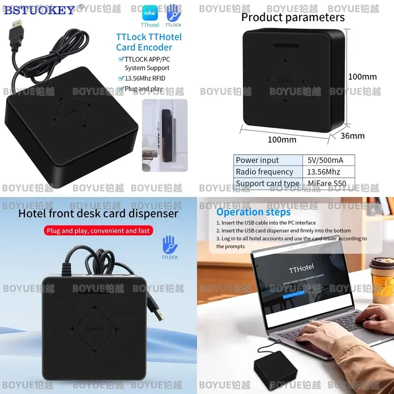 TTLOCK NFC Card Encoder 13.56MHz M1 Writer RFID Chip Scanner E5 Compatible TTHotel TTRental System App Software