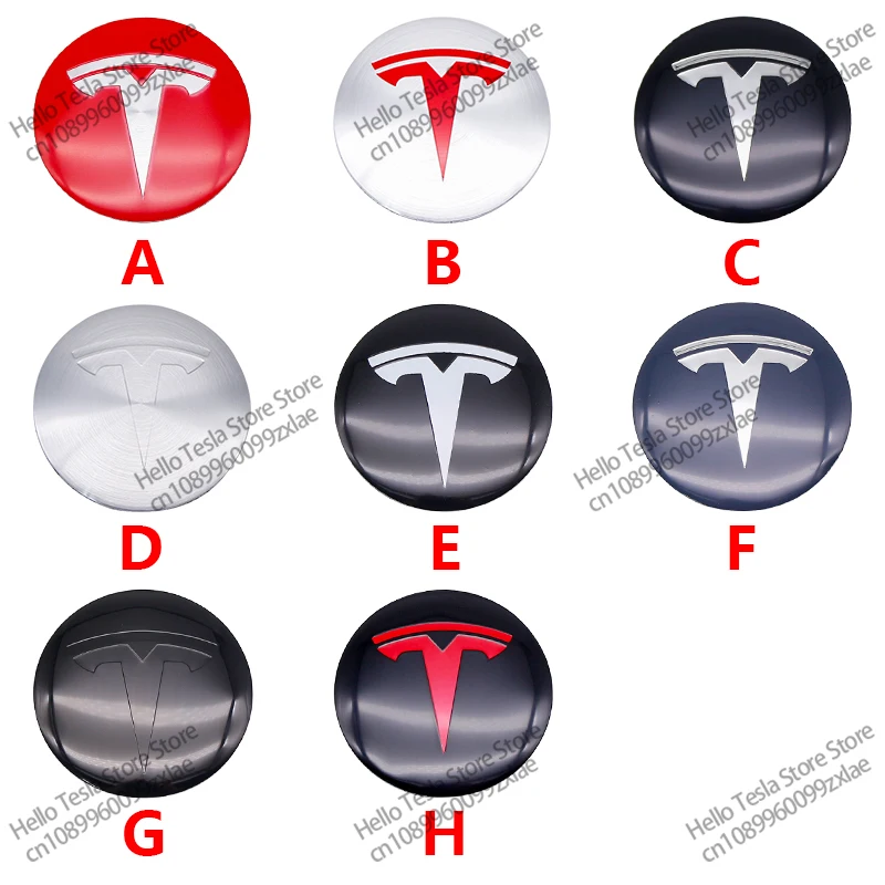 4pcs 56mm Car Wheel Center Hub Cap Badge Emblem Decal Wheel Sticker Tesla Model Y Model 3 X S 2022 2023 Auto Accessories Style