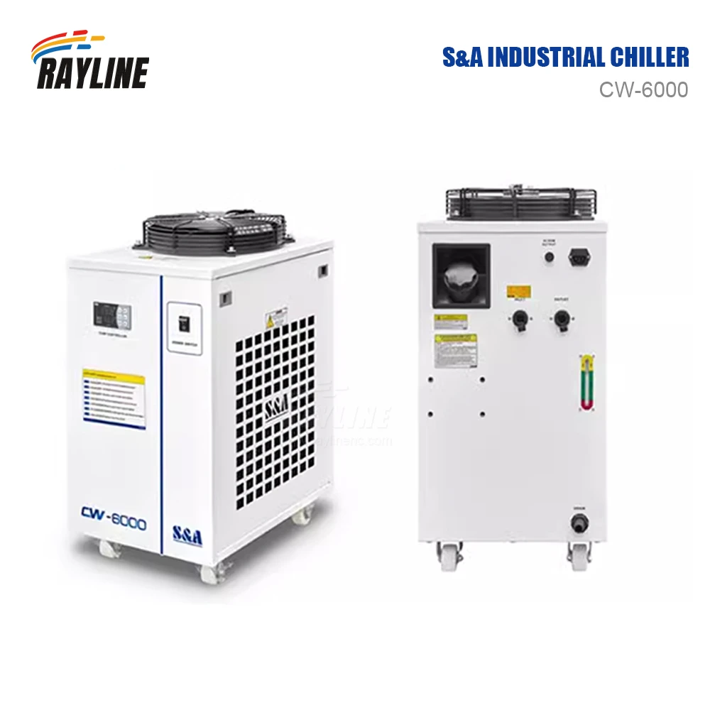 

RAYLINE S&A CW6000 Industrial Water Chiller for CO2 Engraving Cutting Machine Cooling Laser Tube 110V 220V CNC Spindle Cooling