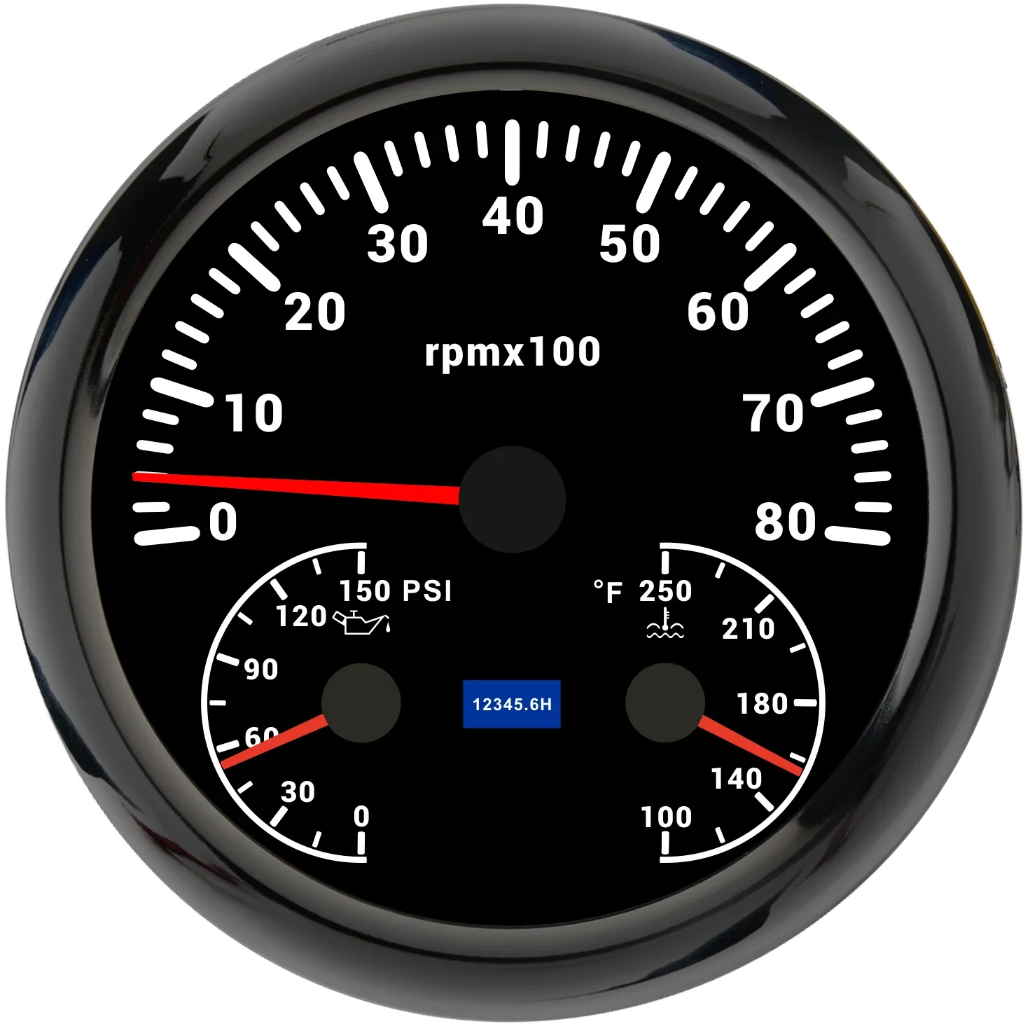 110mm Digital RPM Tachometer + Oil Pressure + Water Temp Gauge 3 in 1 Gauge 6000/8000 RPM Indicator For Marine Boat Car 12V 24V 5