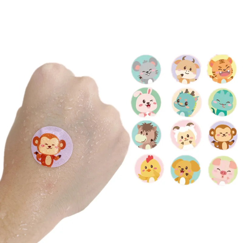 Kawaii Cartoon Round Band Aid Wound Plasters Waterproof Vaccination Patches for Medical First Aid Adhesive Bandages