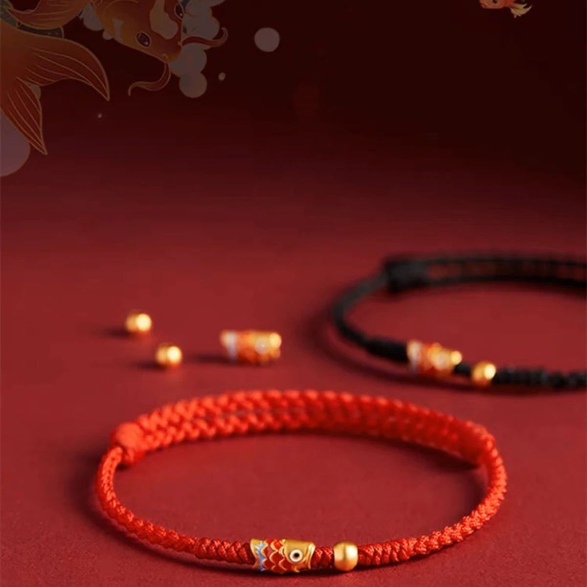 Blessing Koi Red Rope Bracelet Lunar New Year Women'S Braided Rope Lucky Bracelet