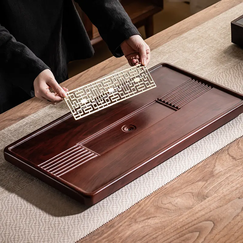 Wooden Rectangular Tea Tray Shapes Luxury Modern Tea Tray Home Serving Drainage Small bandeija imperial antiga Rectangular Tray