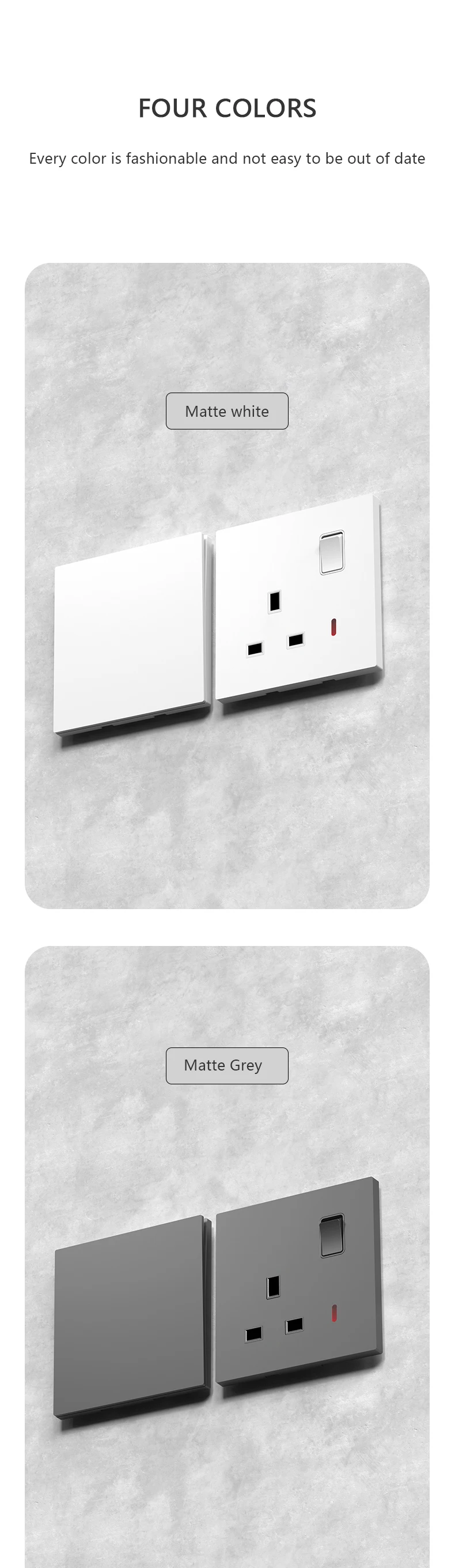 UK Standard Power Socket 13A Quick charge Plug 20W Smart Type-C Wall Outlet,220V Electrical Universal Wall Light 2way Switch