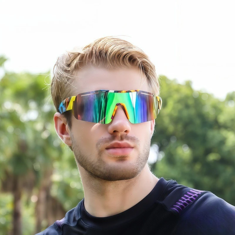 

Fashion Sunglasses Large Frame Outdoor Cycling Glasses Men's and Women's Color Sports Sunglasses Hot UV400