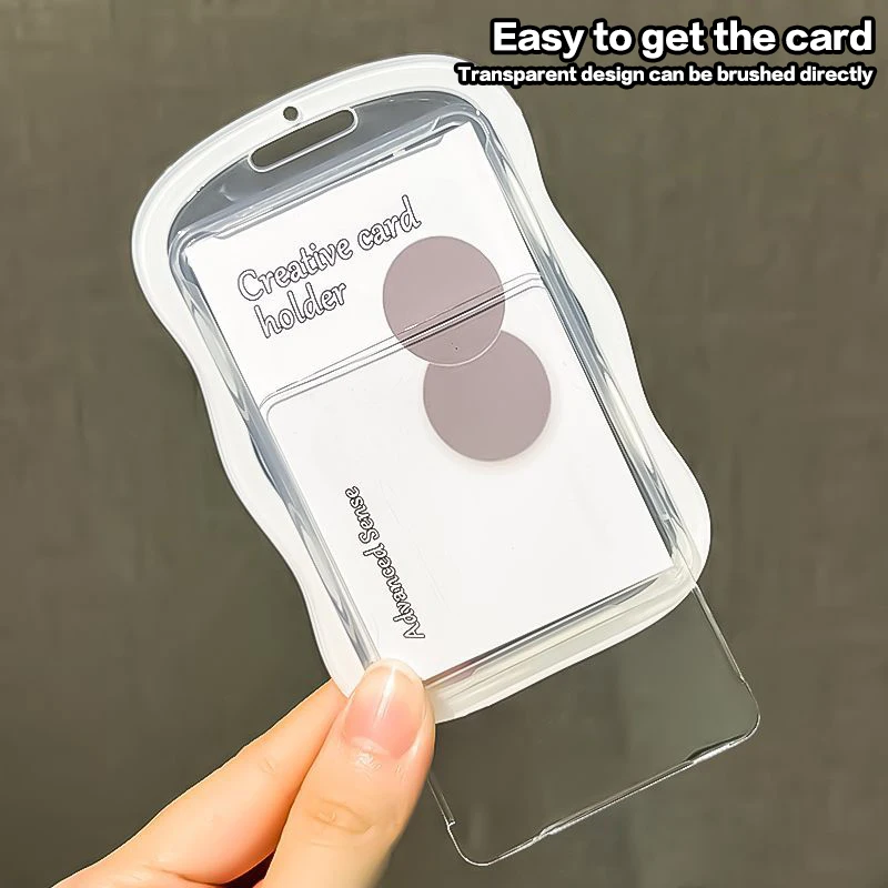 Transparent Star Waves Photo Card Holder Design Idol Photo Sleeve Anti Lost Keychain Photocards Protector Case