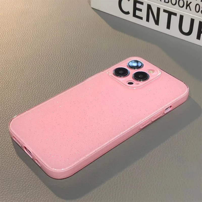 Coque souple en silicone à paillettes scintillantes pour iPhone, coque antichoc, couleur bonbon MSI, compatible avec les modèles 15, 16 Pro Max, 14,