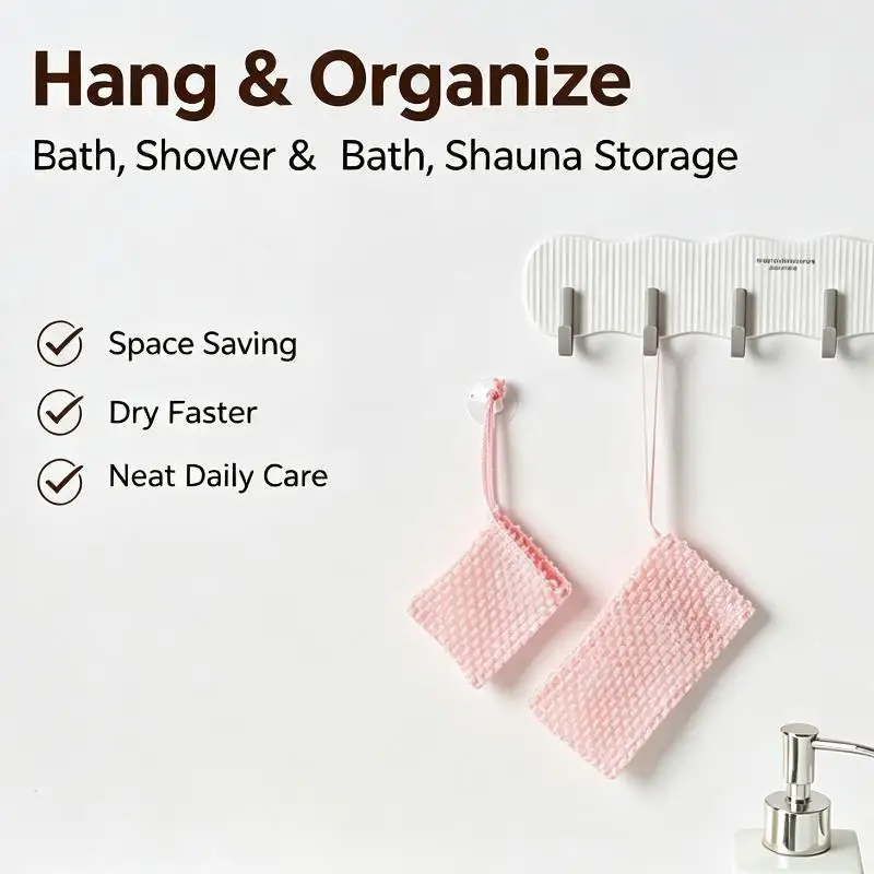 New 1Pcs Japanese Sauna Soap Bag Exfoliating Mesh Soap Pouch Quick Dry Hanging Soap Holder For Bathroom Shower