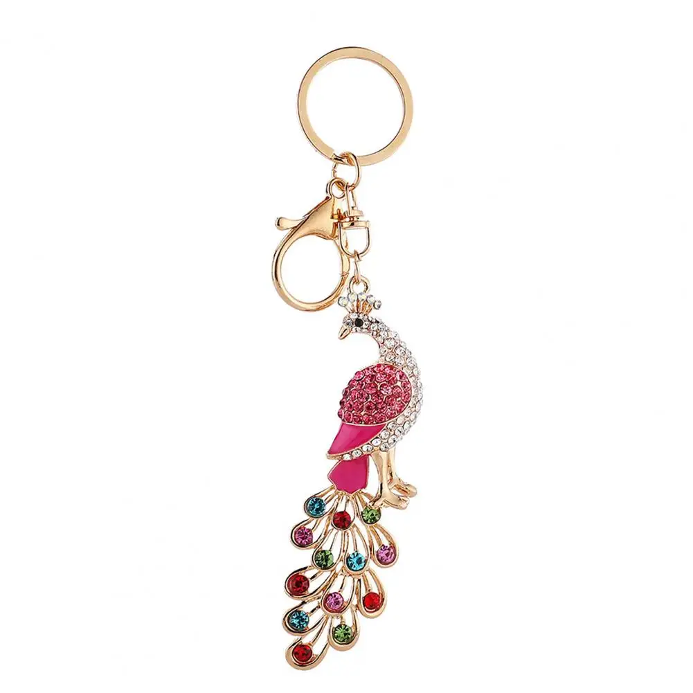 Fashion Key Chain Fob Delicate Craftsmanship Key Ring Not Easy to Fall Off Decoration Women Purse Bag Peacock Key Chain