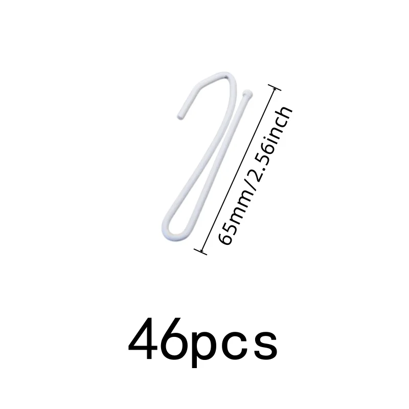 46 pcs Single Curtain Hooks Silver Iron Material, designed for Living Room Curtain Rod, Easy Simple Operation