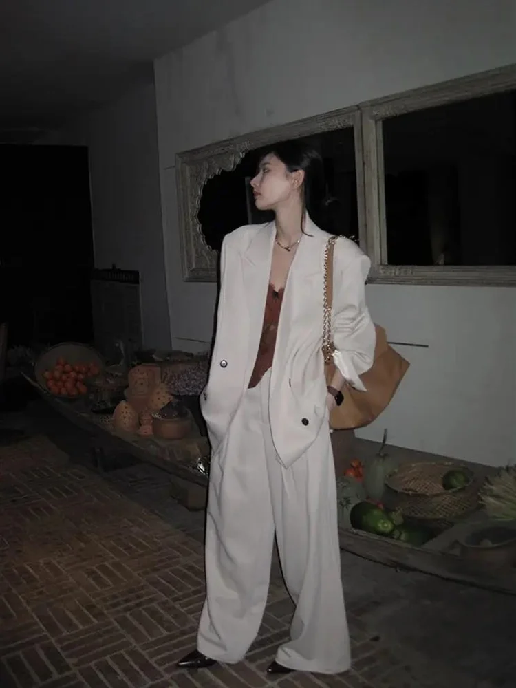 

Костюм-двойка JCCC adow с двойным воротником в стиле арт-деконструкции, широкие брюки, модный комплект из весенней коллекции для женщин