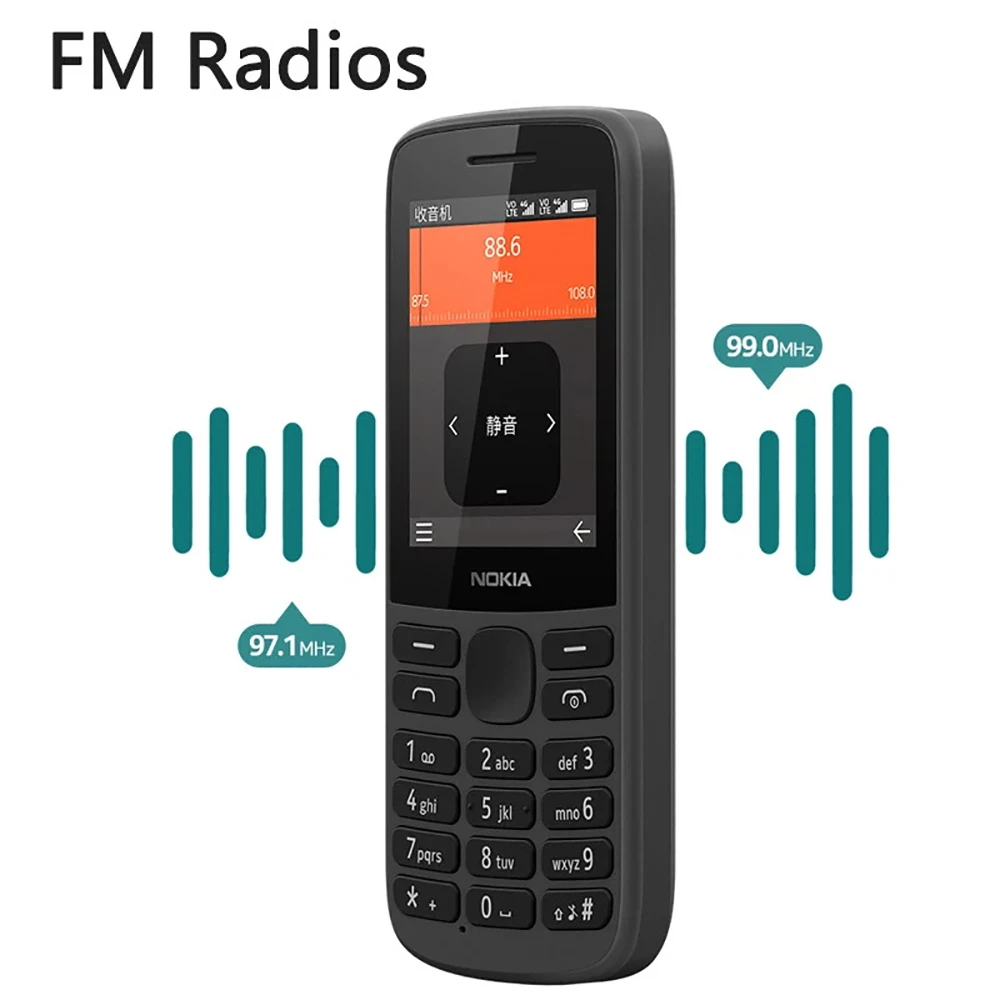 Nokia 215 2020 4G Telefone de Backup 2SIM 2.4 polegadas 1150mAh 3.5mm MP3 Bluetooth 5.0 Rádio FM Botão Físico Telefone Usado Nokia para Idosos