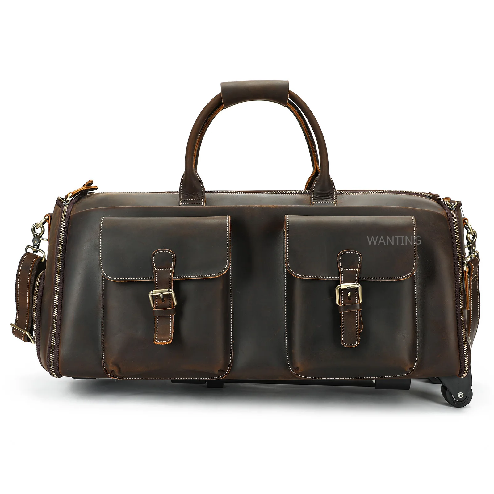 

Кожаная дорожная сумка Crazy Horse для костюмов, обуви, одежды, мужская складная сумка из натуральной кожи, деловые дорожные сумки на багаже