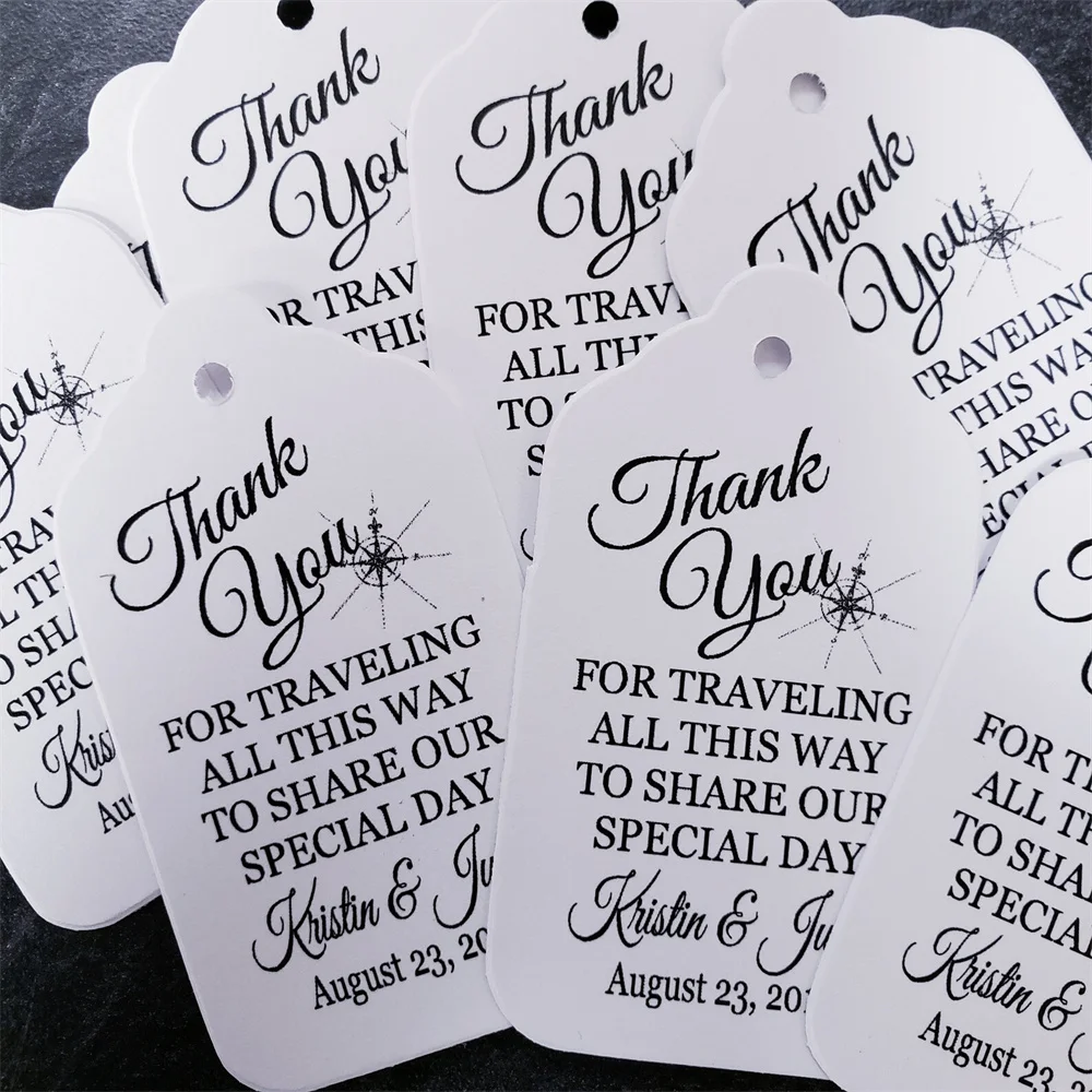 50PCS Thank You for Traveling all This Way to Share our Special Day (my MEDIUM tag) , Personalized Wedding Favor Tag