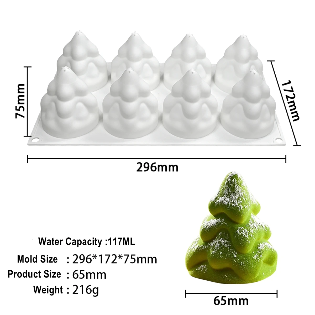 Christmas Tree Silicone Molds,Chocolate Fondant Cake Molds, 3D Non-Stick Food Grade Silica Gel Mould for Candies, Chocolate