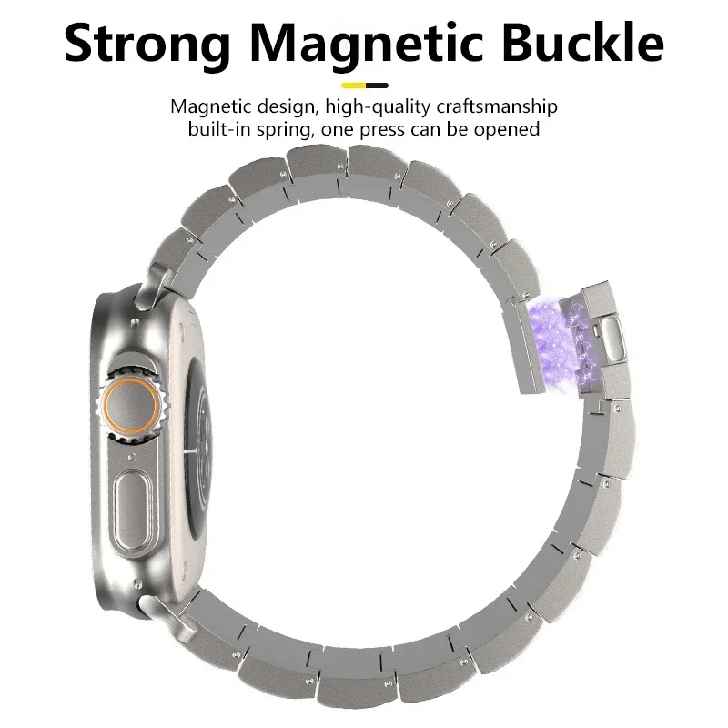 Magnetic Titanium Bracelet For Apple Watch Ultra 2 49mm Band Correa For iWatch Series 9 8 7 45mm 6 SE 5 4 44mm Luxury Strap