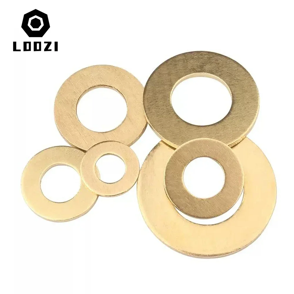 M2 M2.5 M3 M4 M5 M6 M8 M10 M12 M14 M16 M18 Solid Brass Copper Flat Washer Plain Brass Gasket Shim Pad Ring Spacer Circular Meson