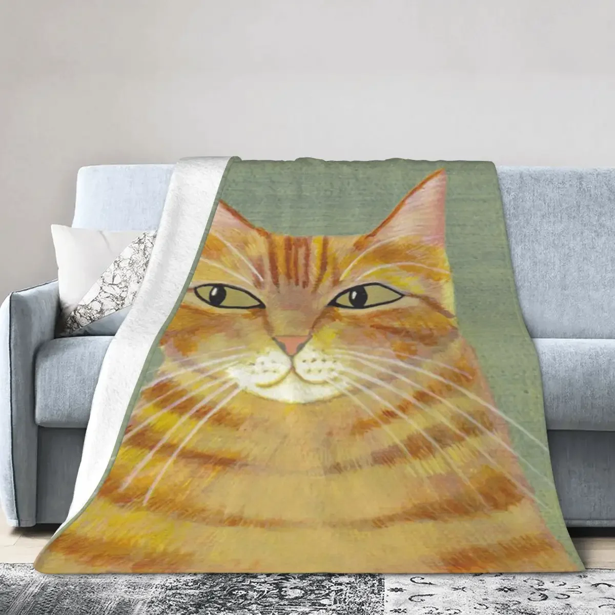 Andy Turner Original Ginger Cat Portrait An Ultra-Soft Micro Fleece Blanket