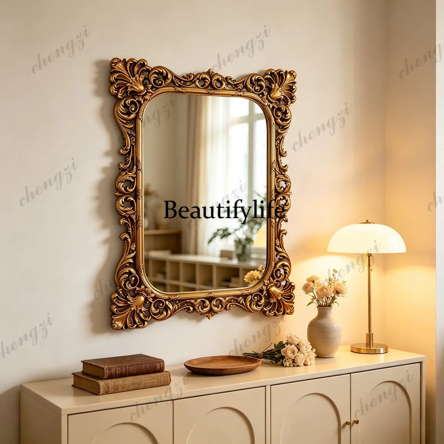 French retro decorative mirror American bathroom bathroom living room porch fireplace bedroom vanity mirror