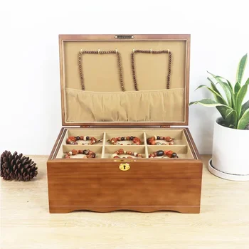 YB light luxury solid wood hand jewelry three gold jewelry storage box High-end exquisite stationery storage box storage box