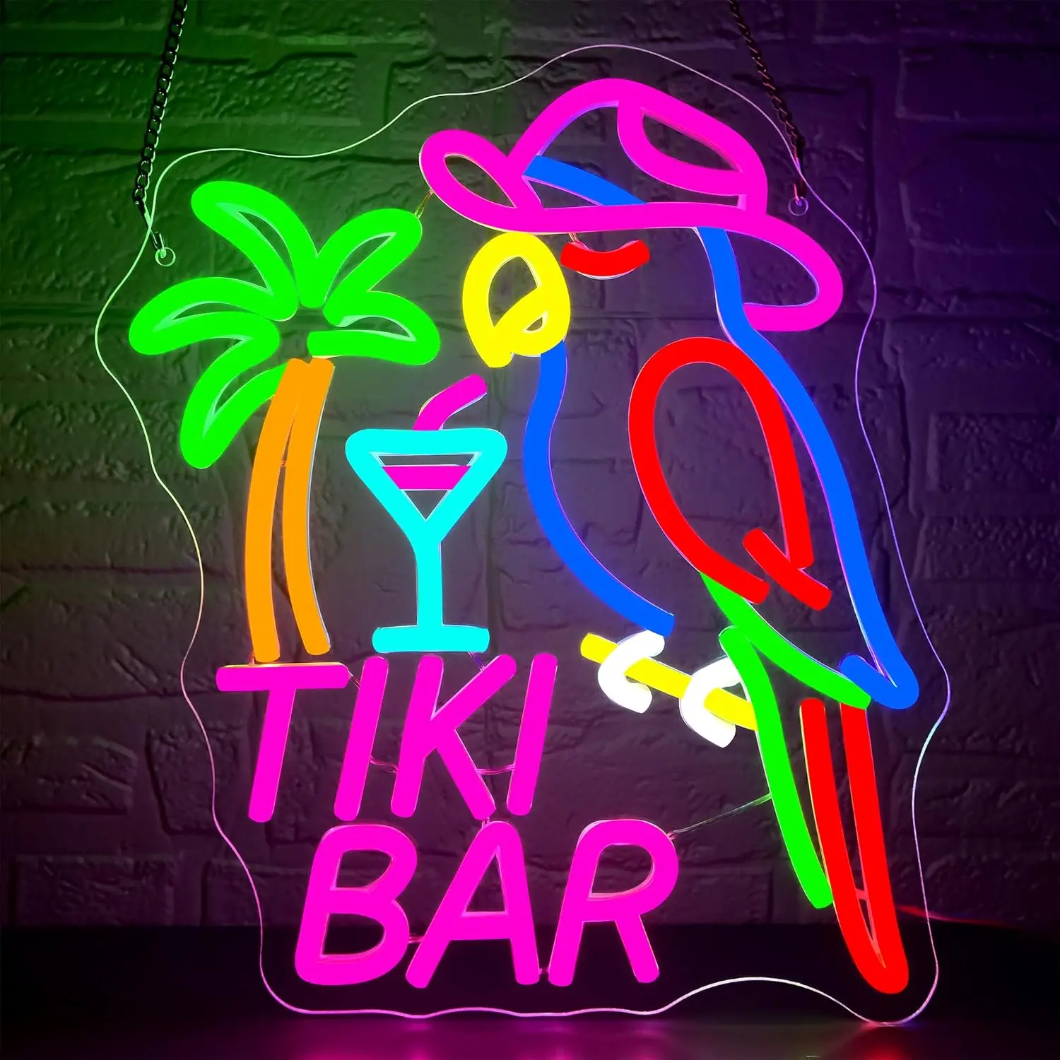 

Tiki Bar Неоновая вывеска USB Коктейль Попугай Светодиодный свет для бара Магазин Пляжная вечеринка Игровая комната Украшение спальни personnalisé Подарок