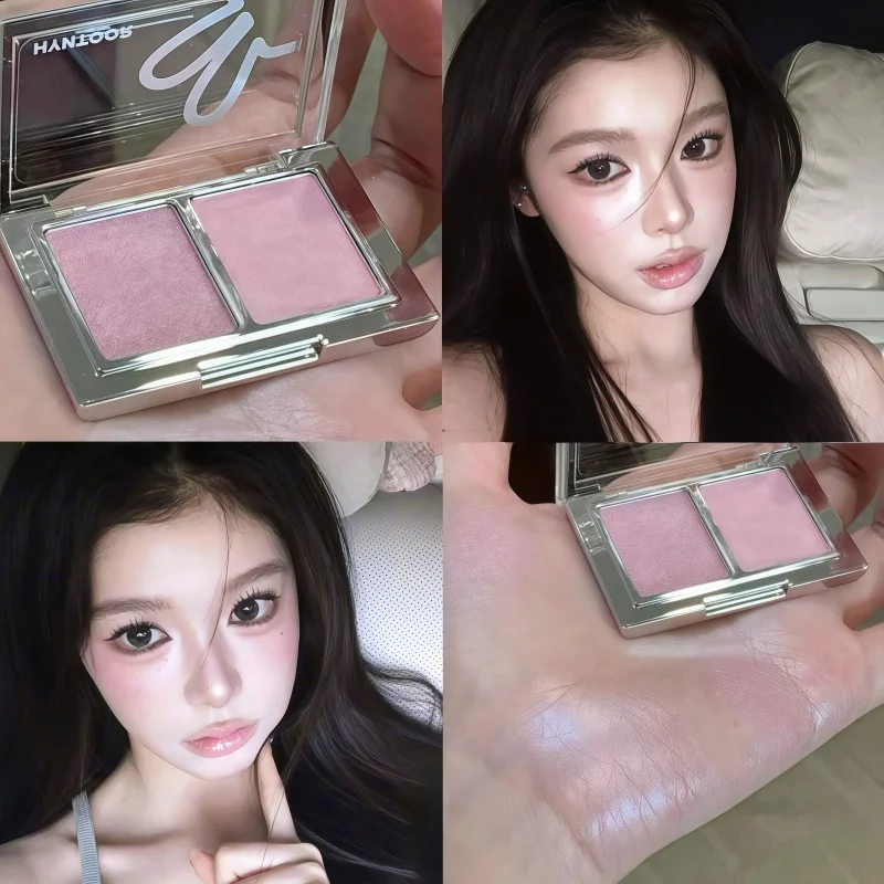 พาเลทอายแชโดว์ HYNTOOR แบบคู่ เนื้อแมทท์ ผงซาติน ชิมเมอร์ กลิตเตอร์ สีเงิน โกธิค สำหรับแฟชั่นโชว์ ติดทนนาน